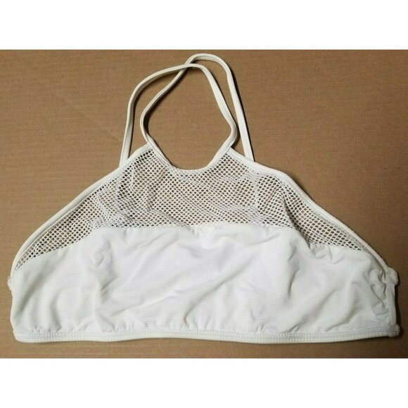 Dolce Vita Women's Courtside High Neck Mesh Net Bikini Top White Size Large - Picture 4 of 5